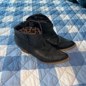 Very Volatile Black Ankle Booties with Leopard Lining